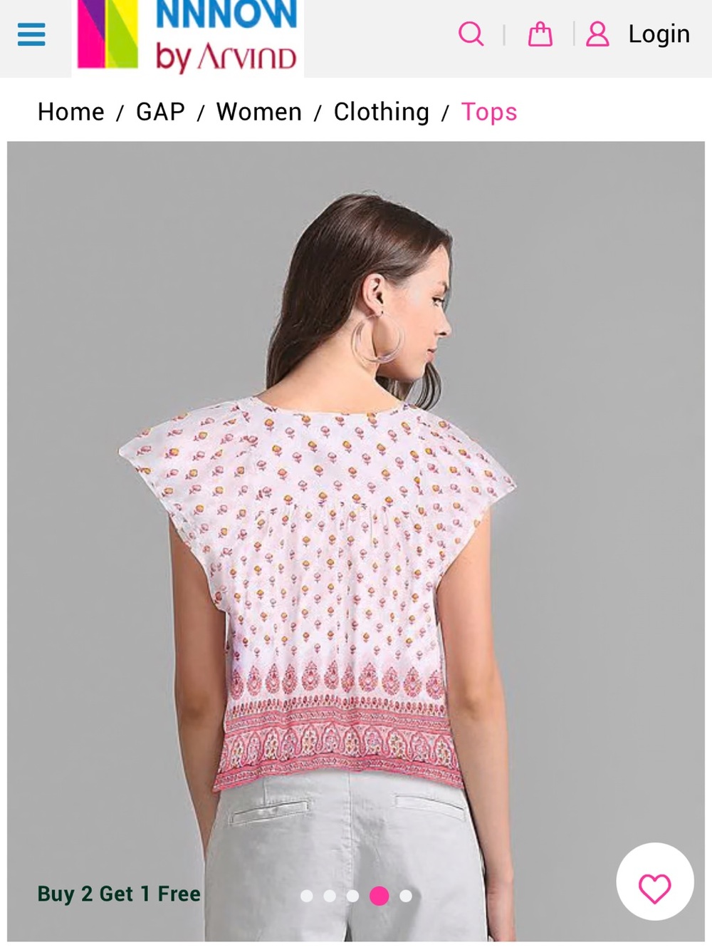 GAP White Boho Floral Border Peasant Top - Pink & Yellow - Picture 11 of 12